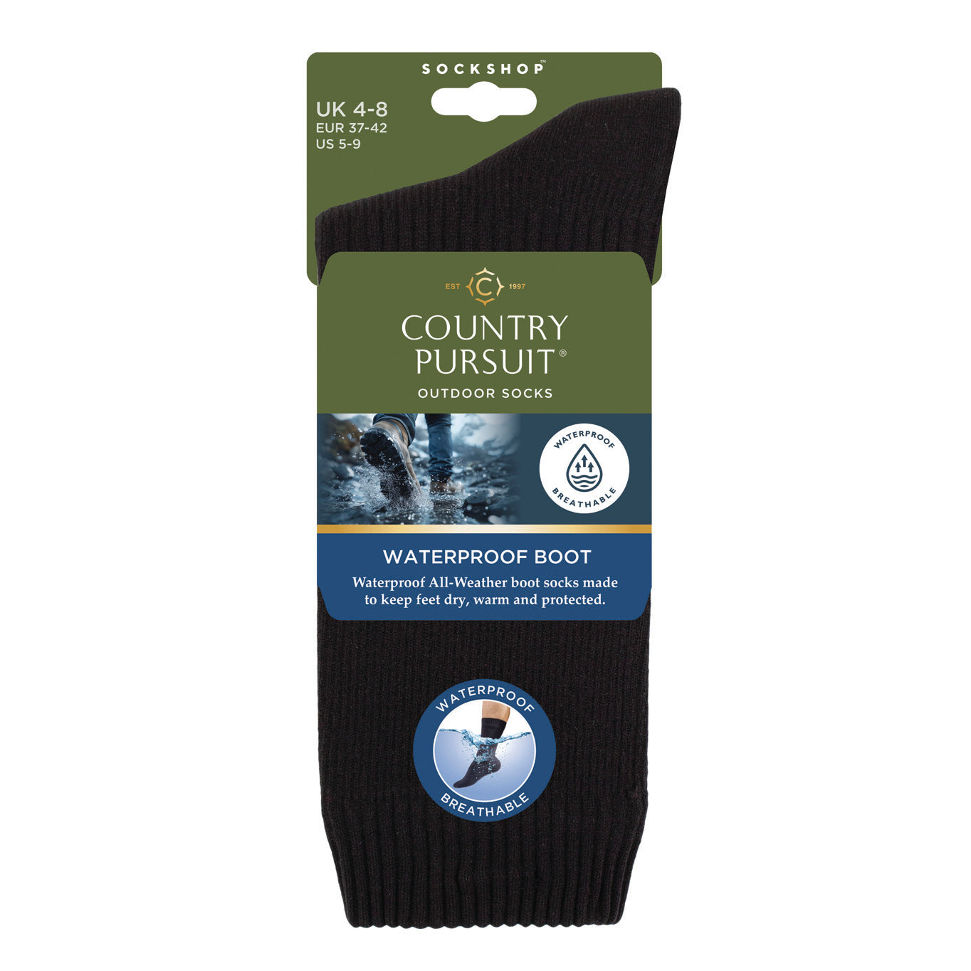Men's Waterproof Boot Socks - Black