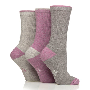 3 Pairs Women's Water Repellent Boot Socks - Grey & Pink
