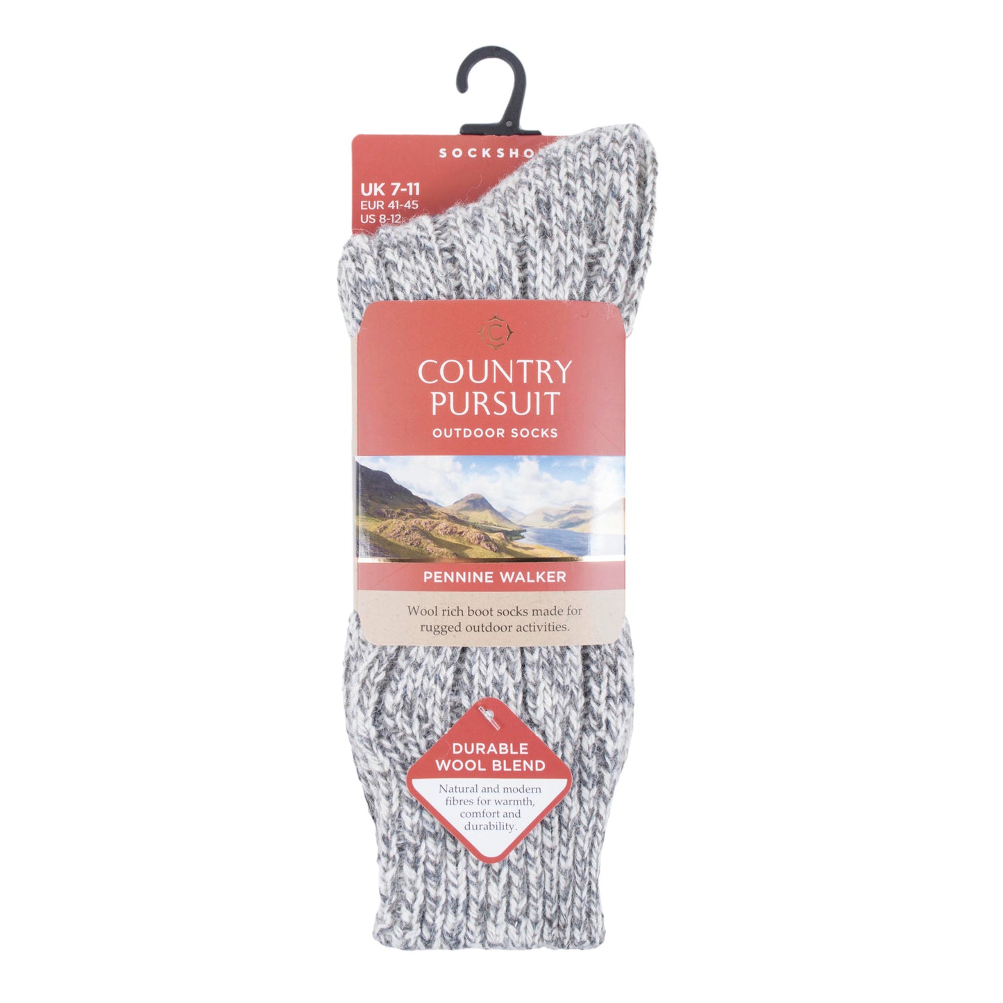 Men's Pennine Walker Socks - Grey & Cream