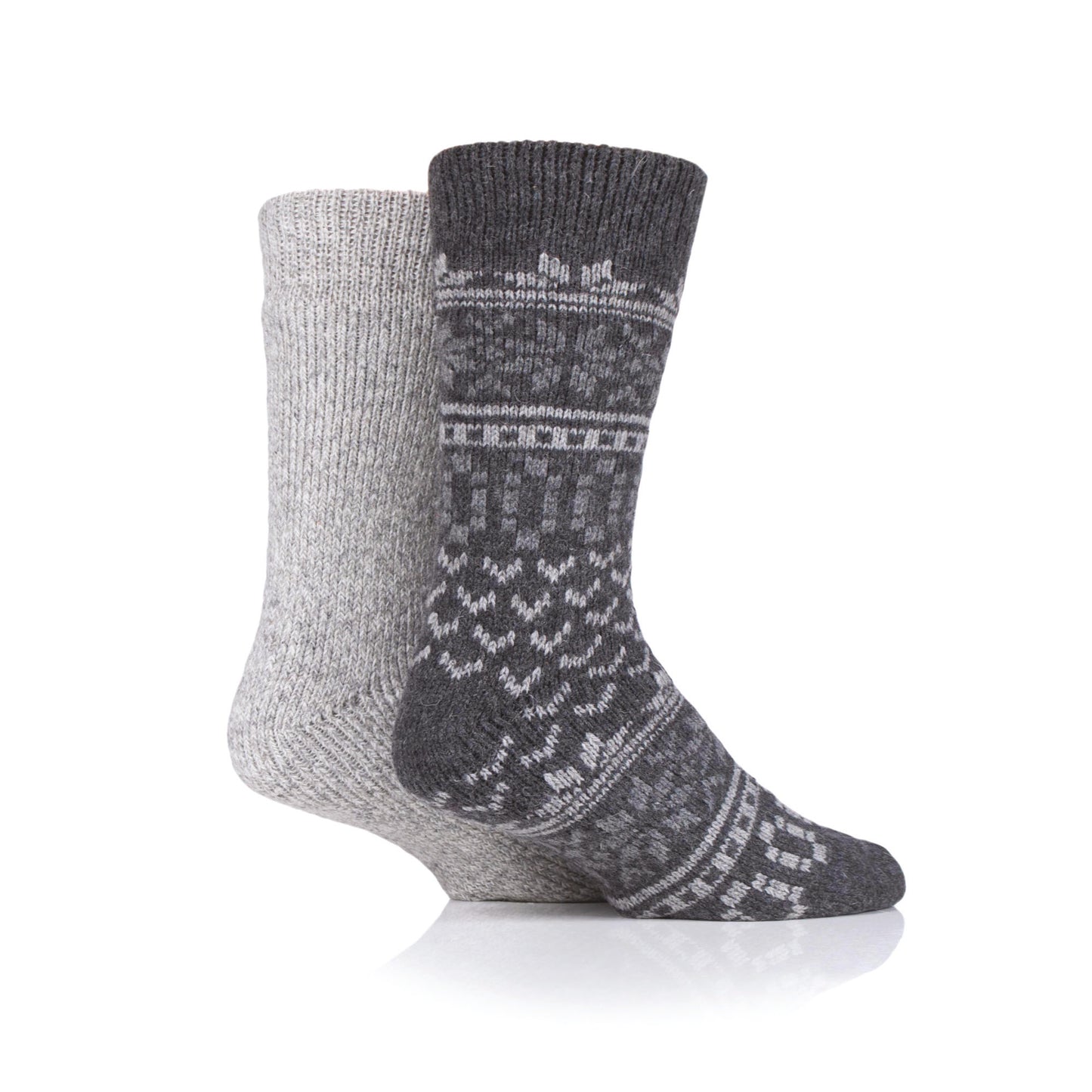 2 Pairs of Men's Heavy Wool Boot Socks - Grey