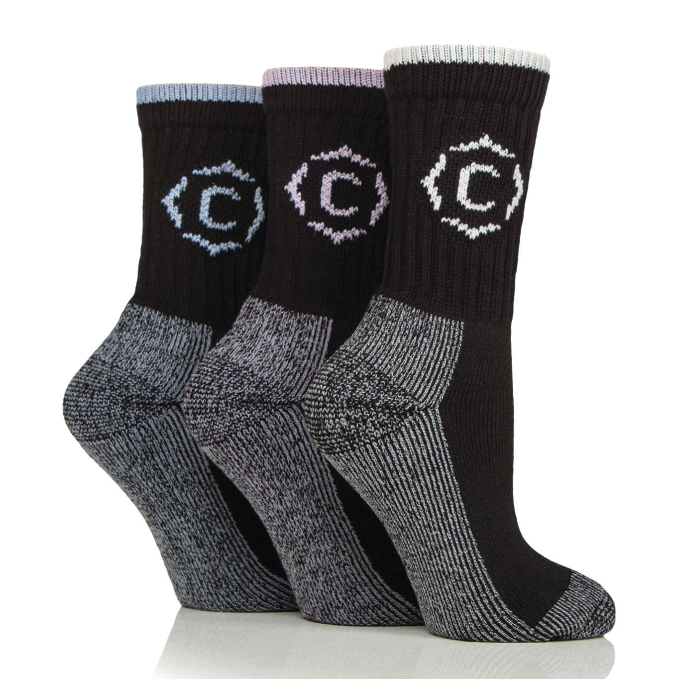 3 Pairs Women's Gritstone Hiker Boot Socks - Black