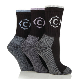 3 Pairs Women's Gritstone Hiker Boot Socks - Black
