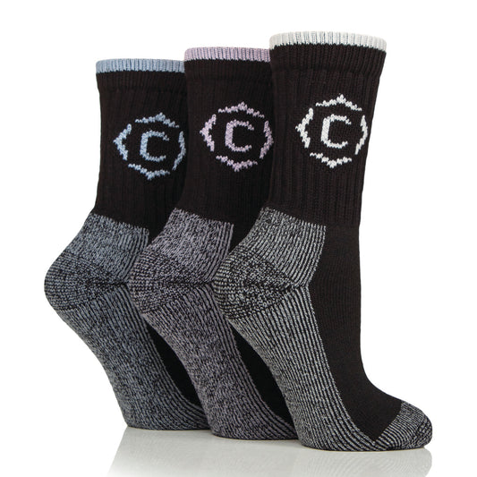 3 Pairs Women's Gritstone Hiker Boot Socks - Black