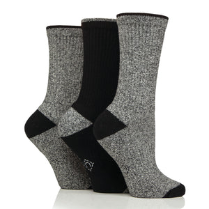 3 Pairs Women's Water Repellent Boot Socks - Black & Grey