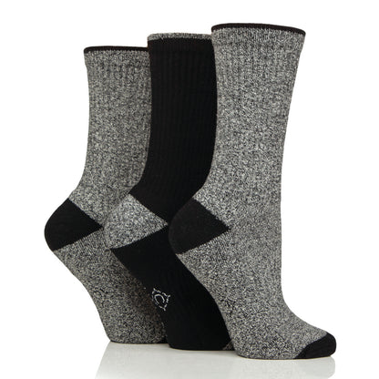 3 Pairs Women's Water Repellent Boot Socks - Black & Grey