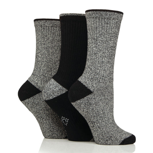 3 Pairs Women's Water Repellent Boot Socks - Black & Grey