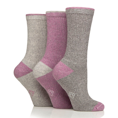 3 Pairs Women's Water Repellent Boot Socks - Grey & Pink