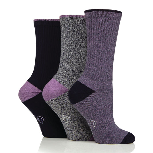 3 Pairs Women's Water Repellent Boot Socks - Navy & Lilac