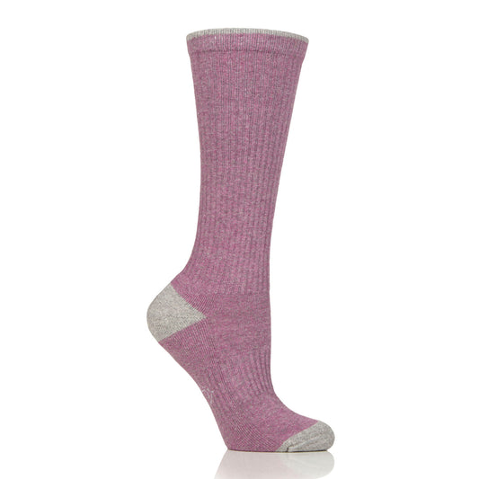 Women's Long Length Water Repellent Socks - Pink & Grey