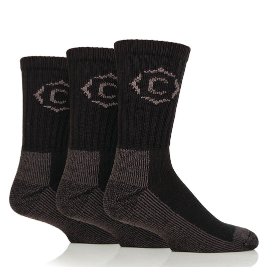 3 Pairs Men's Gritstone Hiker Boot Socks - Black