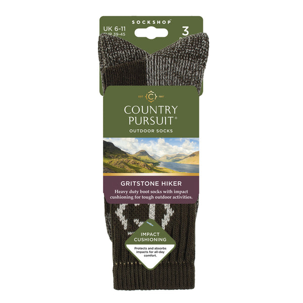 3 Pairs Men's Gritstone Hiker Boot Socks - Forest Green
