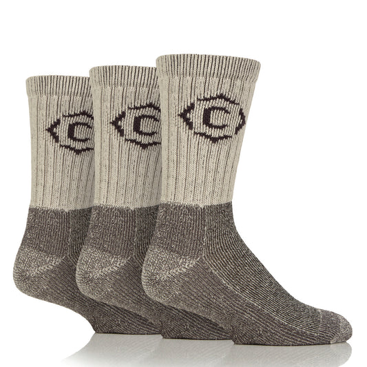 3 Pairs Men's Gritstone Hiker Boot Socks - Stone