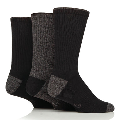3 Pairs Men's Water Repellent Boot Socks - Black