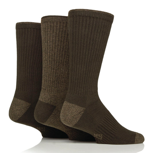 3 Pairs Men's Water Repellent Boot Socks - Forest Green