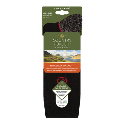 Men's Ridgeway Walker Hiking Socks - Black