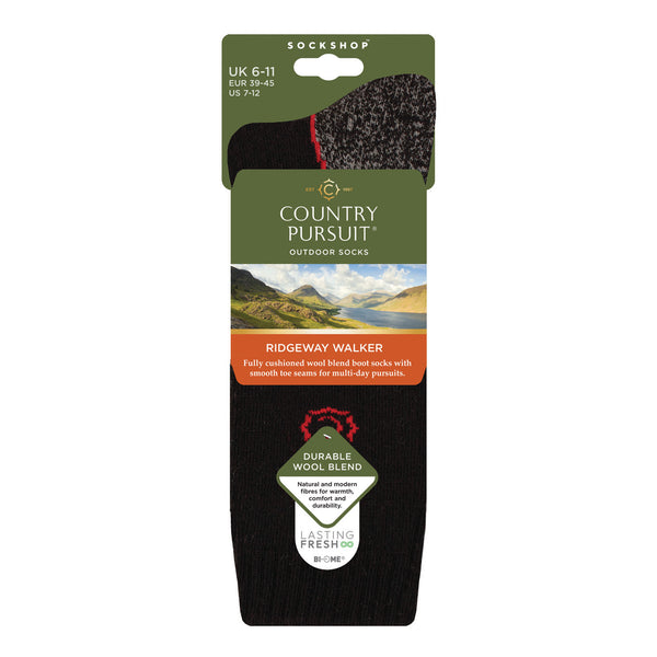 Men's Ridgeway Walker Hiking Socks - Black