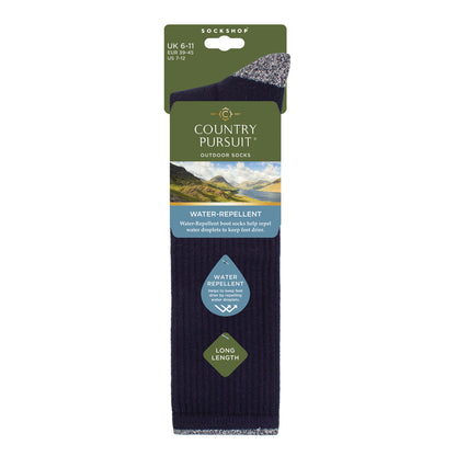 Men's Long Length Water Repellent Socks - Navy