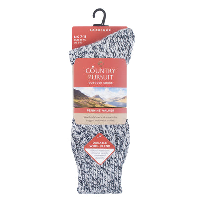 Men's Pennine Walker Socks - Navy & Cream